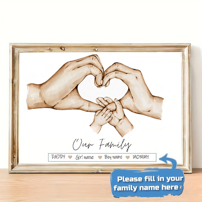 Home Decor Theme - Affiche personnalisée à main de famille,