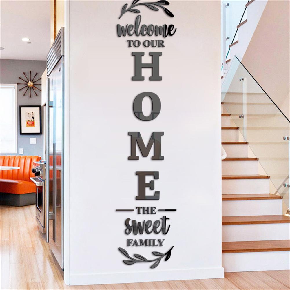 Home Decor Y2K - Autocollant mural miroir 3D avec lettres