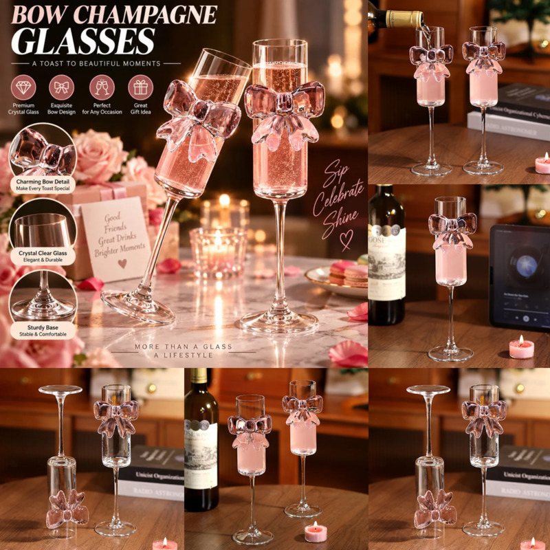 Home Decor Y2K - Verres à vin Y2K avec nœud