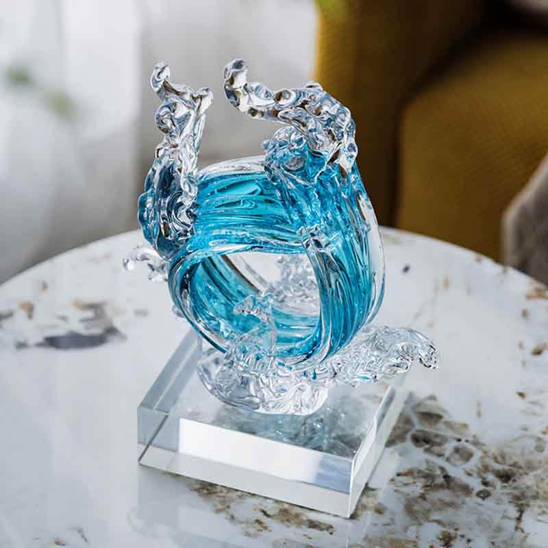Home Decor Y2K - Sculpture abstraite d'artisanat en verre de