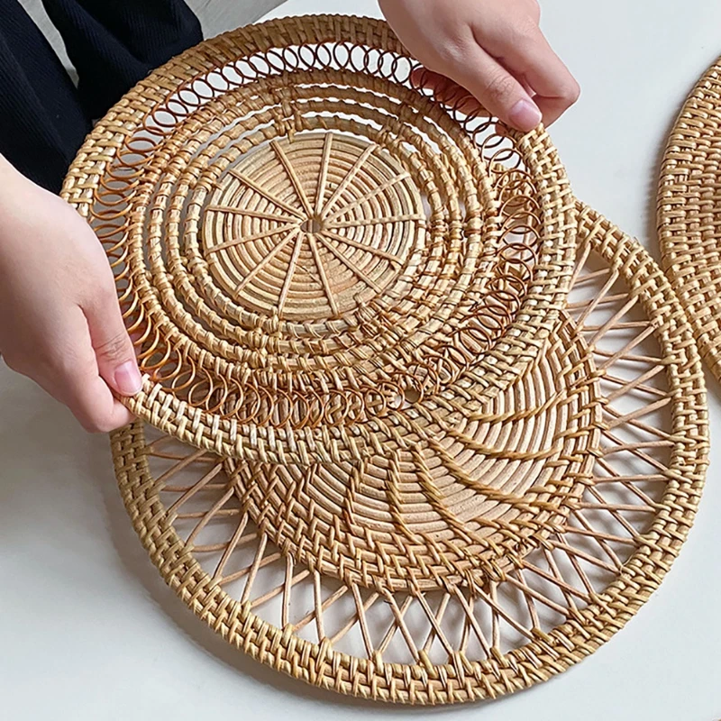 Plateau rond en osier tressé,  - Rattan Plant Basket avis et prix